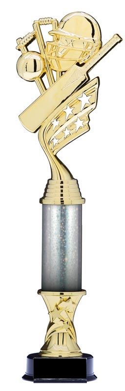 Helix Gold Cricket Trophy with Star Riser and Star Column, 15