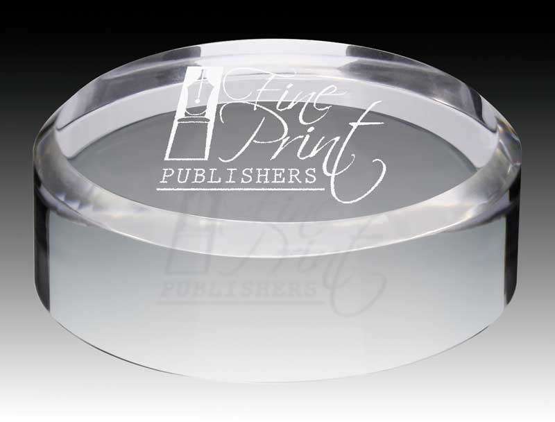 Crystal Paperweight, Round with Bevel – view 2
