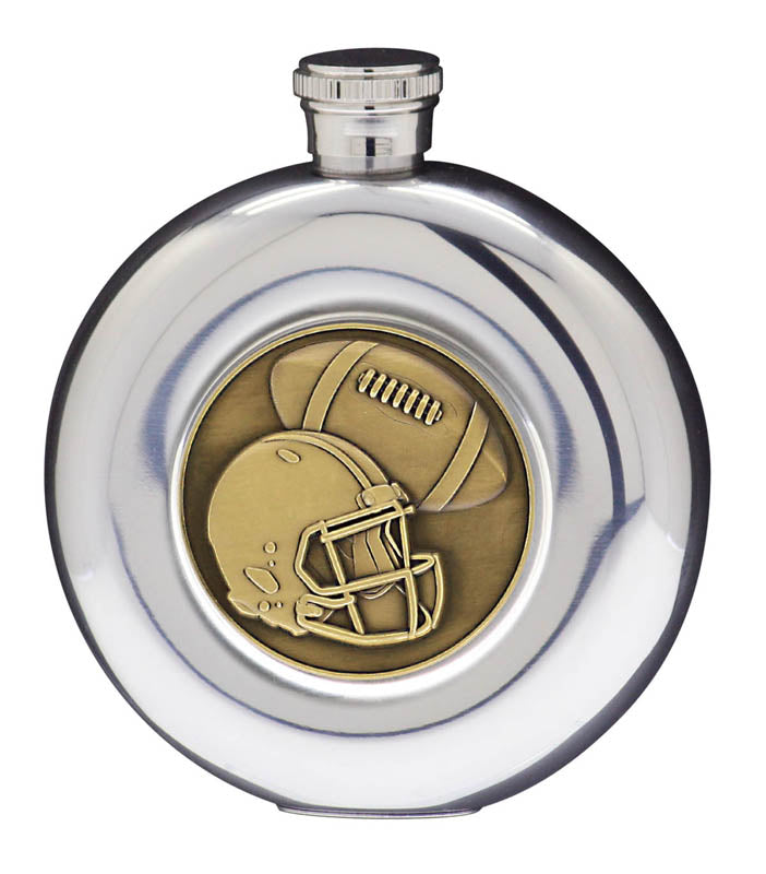 5 oz Flask, Stainless Steel Round with Glass Window – Gold Insert – view 5