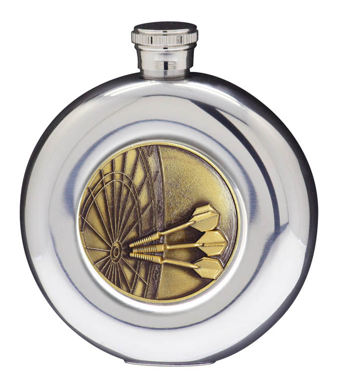 5 oz Flask, Stainless Steel Round with Glass Window – Gold Insert – view 7