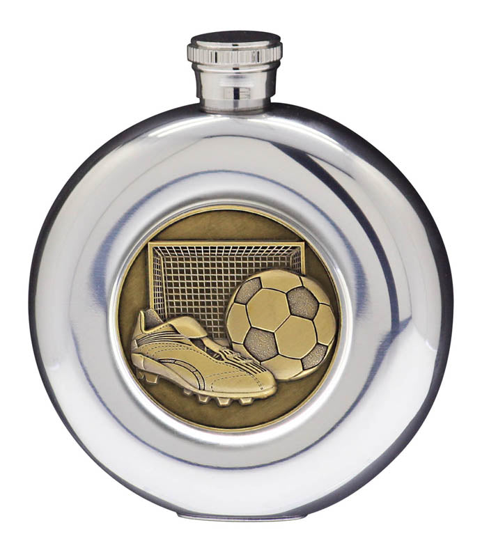 5 oz Flask, Stainless Steel Round with Glass Window – Gold Insert – main view