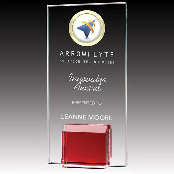 Gemstone red Block glass award 7–8 inch