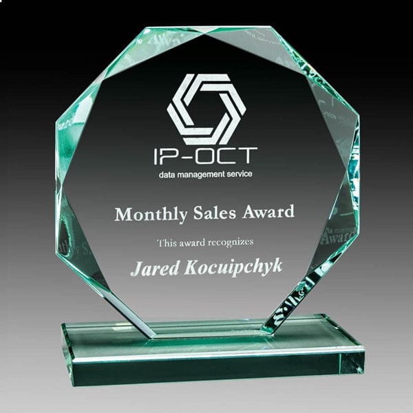 Glass Jade Octagon award 5 inch–7 1/2 inch