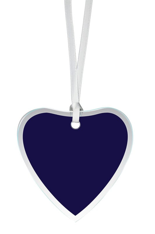 Glass Ornament Blue Heart W Bevel 3 1/4