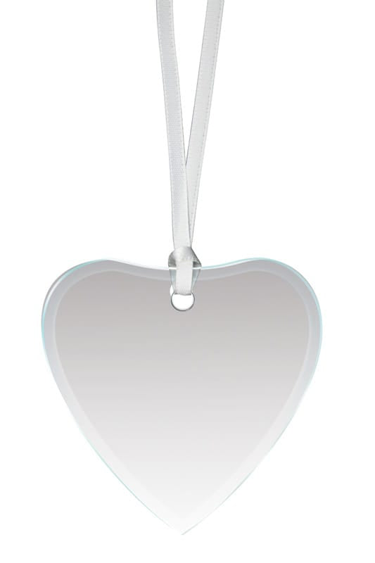 Glass Ornament Clear Heart W Bevel 3 1/4