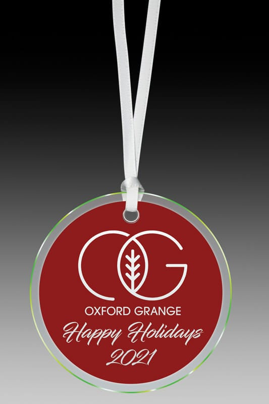 Glass Ornament Red Round W Bevel 3 1/4