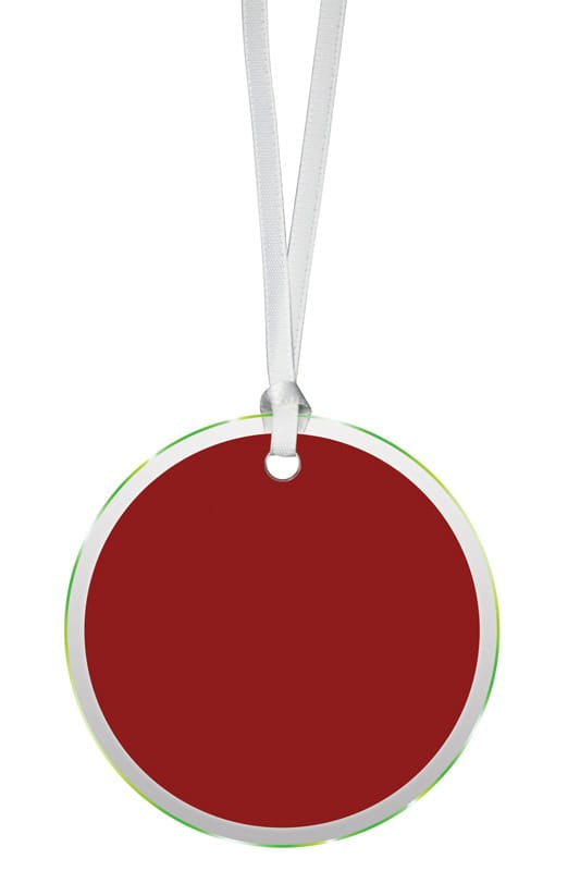 Glass Ornament Red Round W Bevel 3 1/4