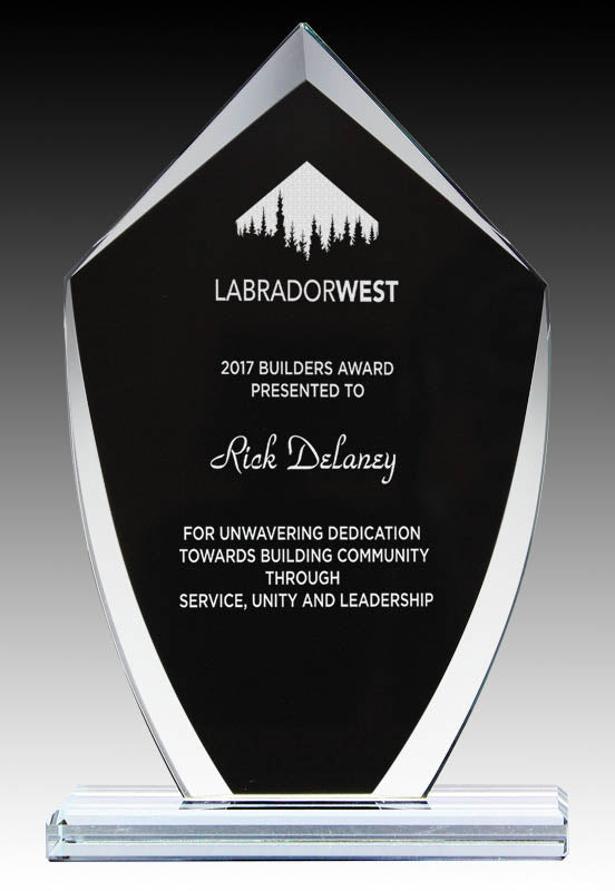 Onyx Series Clear/Black Shield Glass Award – Screen – view 2