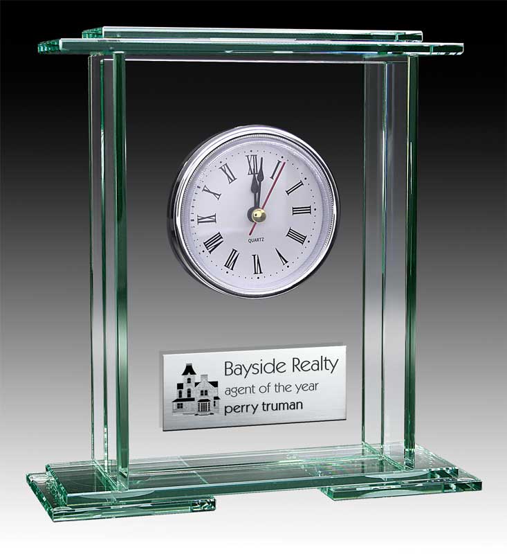Glass Clock Jade Layered, 6.75