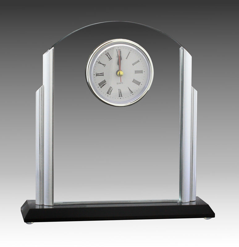 Glass Clock Curve Top with Black Base, 7