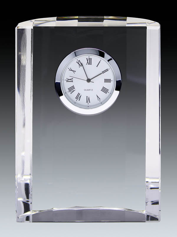 Crystal Executive Clock with Curved Sides, 4.5