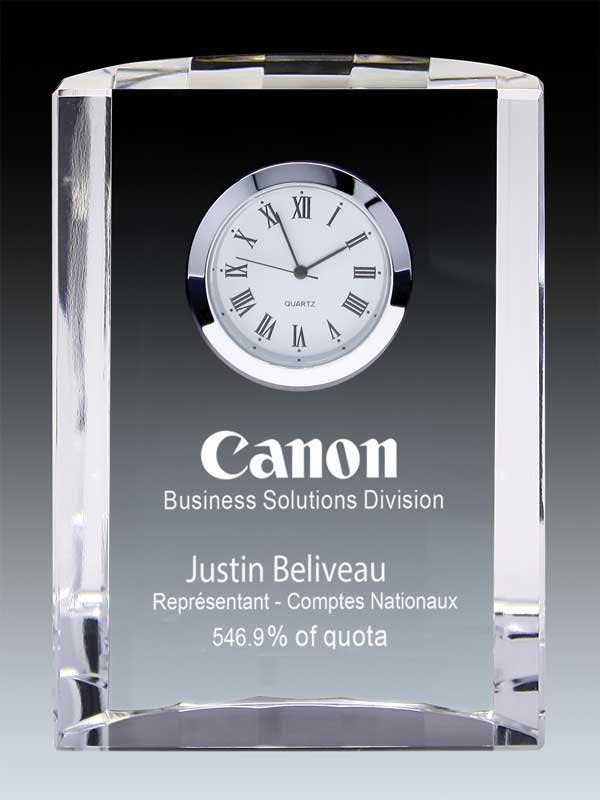Crystal Executive Clock with Curved Sides, 4.5