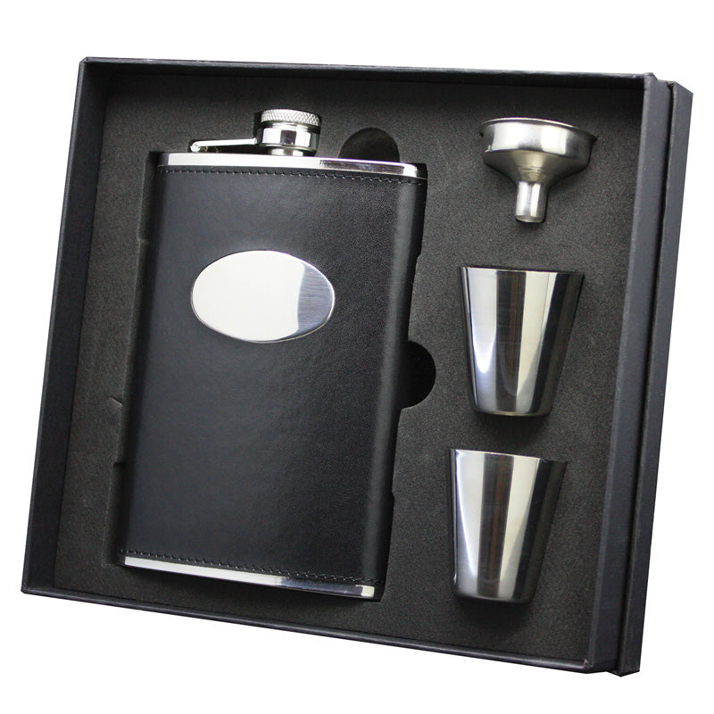8 OZ Flask Gift SET Leatherette