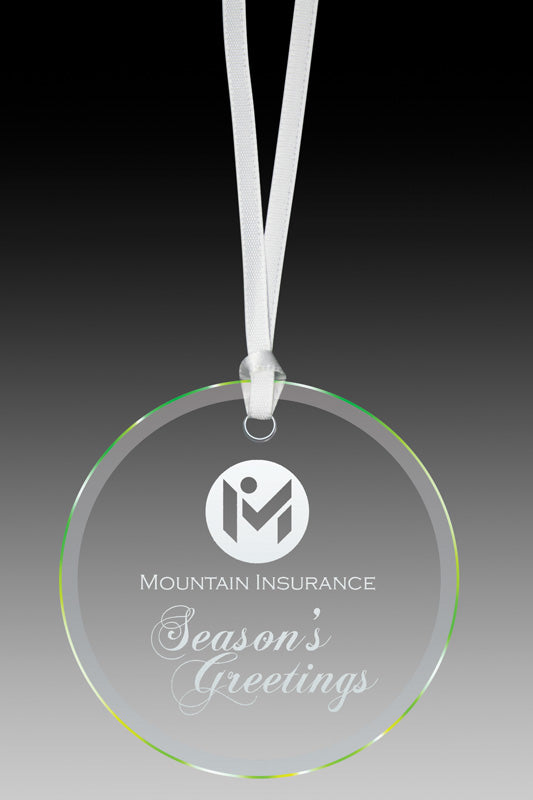Glass Ornament Clear Round W Bevel 3.25
