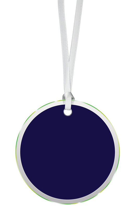 Glass Ornament Blue Round W Bevel 3.25