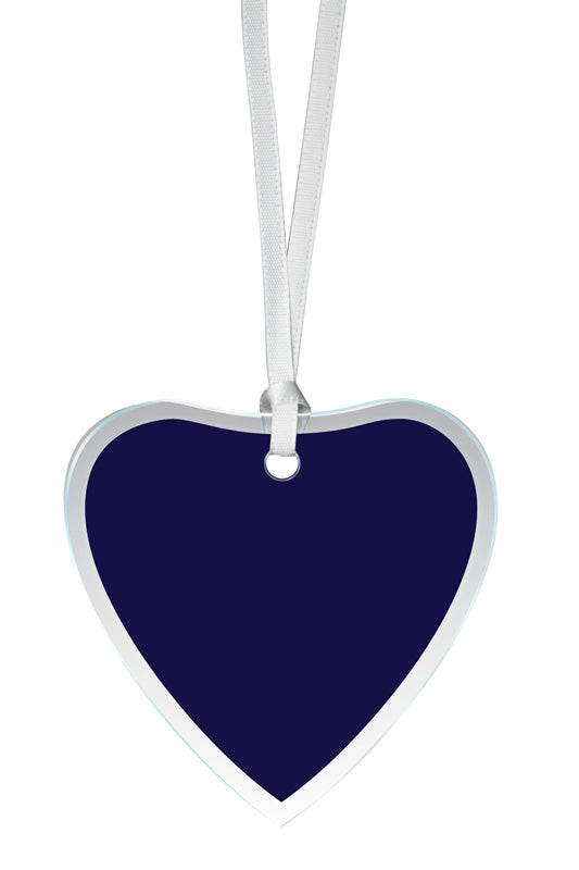 Glass Ornament Blue Heart W Bevel 3.25