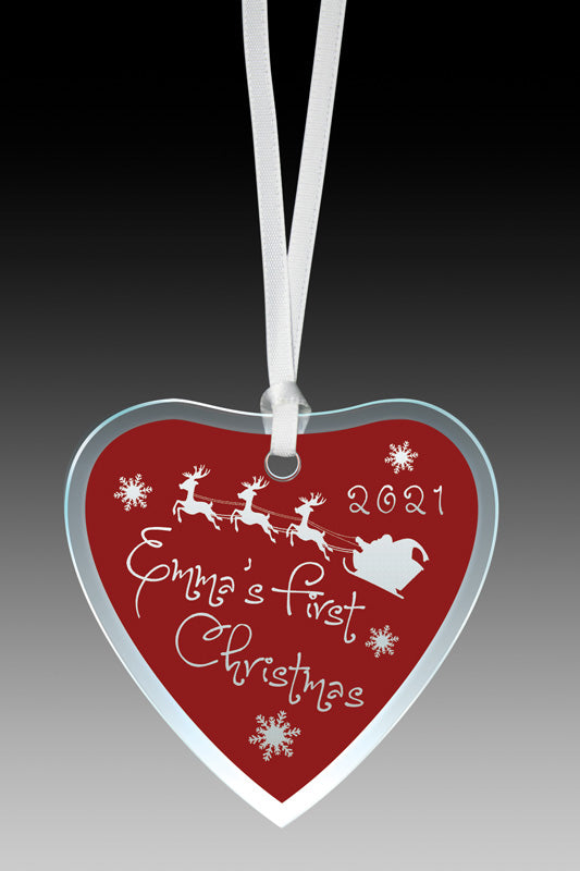 Glass Ornament Red Heart W Bevel 3.25