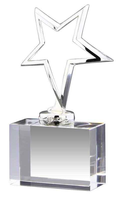 Polished Silver Star Award on Crystal Riser, 6.5