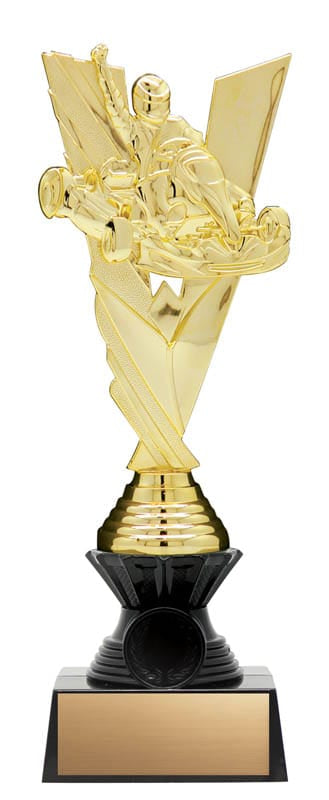 Go Kart Figure on Black Riser, Victory Series, Gold, 10 1/2