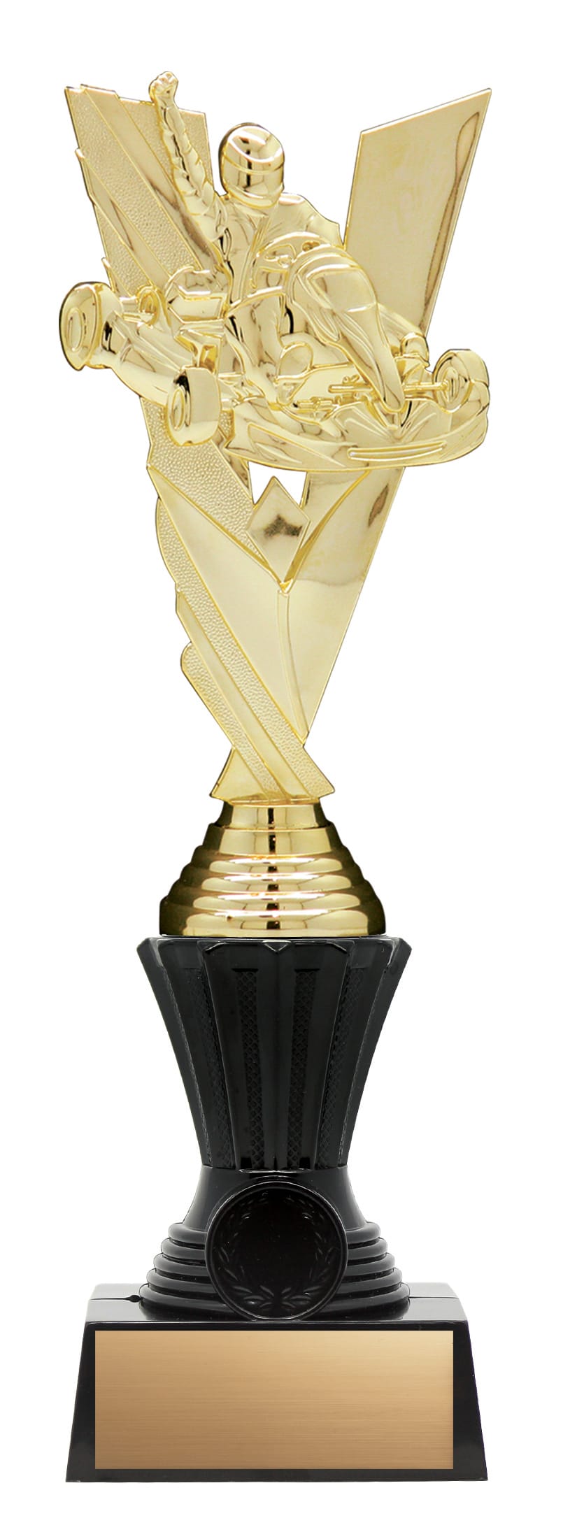 Go Kart Figure on Black Riser, Victory Series, Gold, 11 3/4