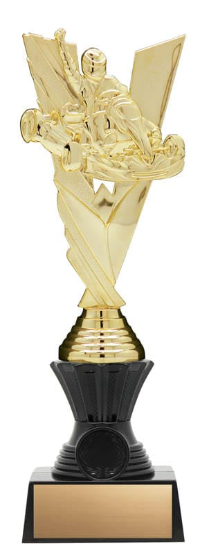 Go Kart Figure on Black Riser, Victory Series, Gold, 11