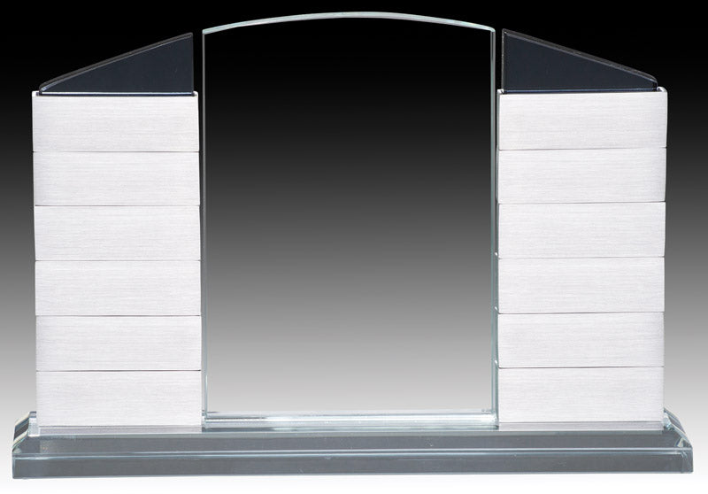 Annual Clear Glass Plaque on Base, Wide with 12 Plates 6.5