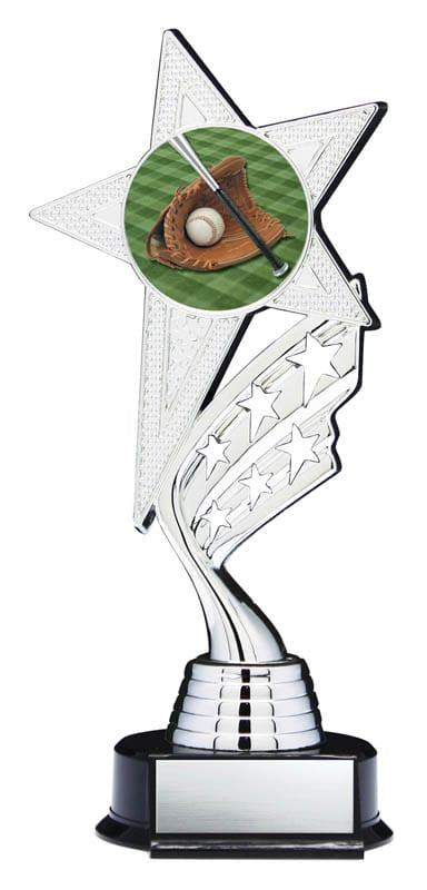 Helix Series Baseball Trophy with Stars, Star Figure with Colour Insert, 8 1/2