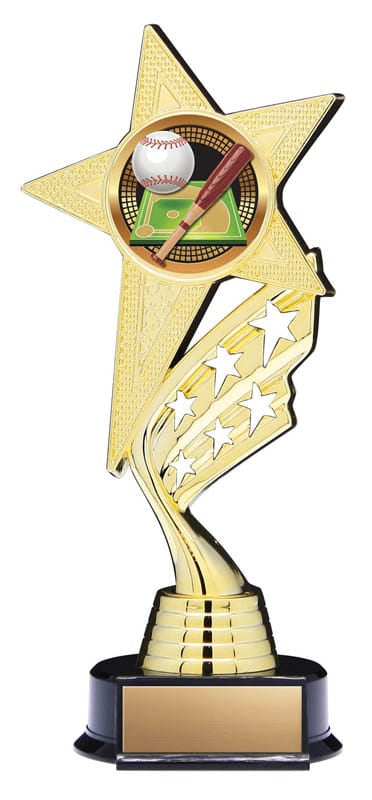 Helix Series Baseball Trophy with Stars, Star Figure with Colour Insert, 8 1/2
