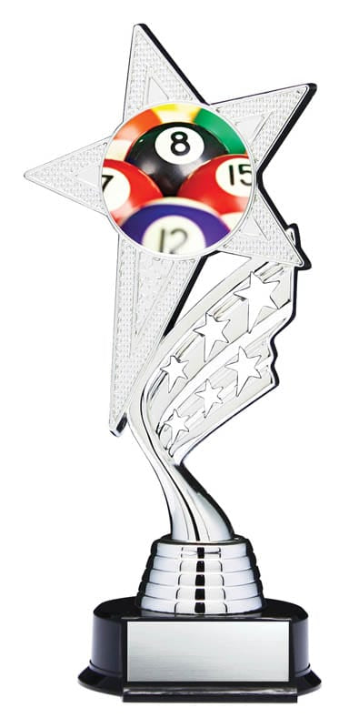 Helix Series Billiards Trophy with Stars, 8 1/2