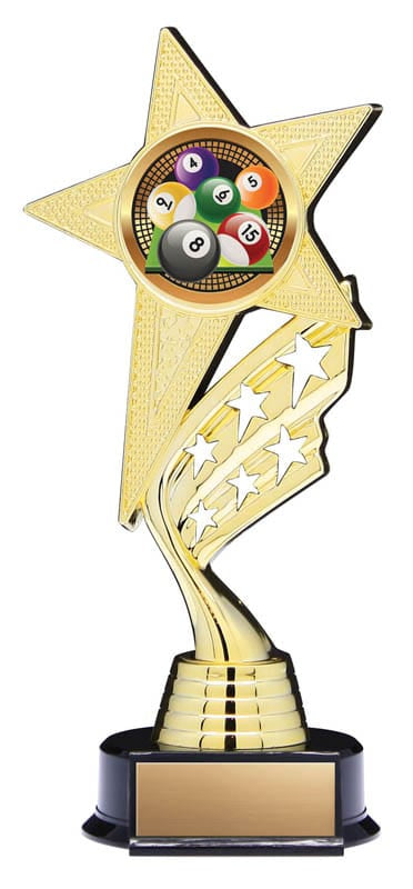 Helix Series Billiards Trophy with Stars, 8 1/2