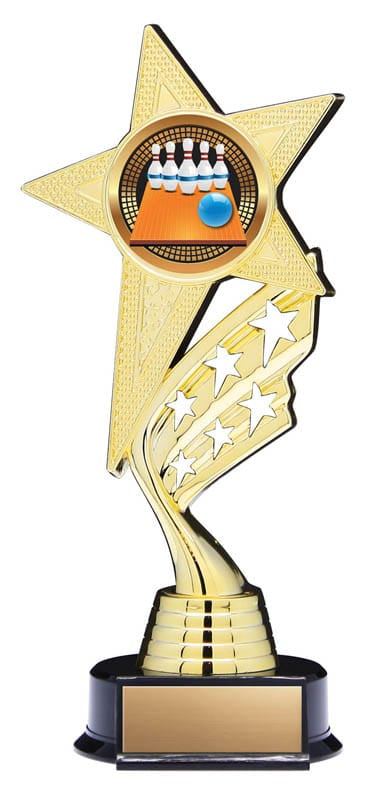 Helix Series Bowling Trophy with Stars, 8 1/2