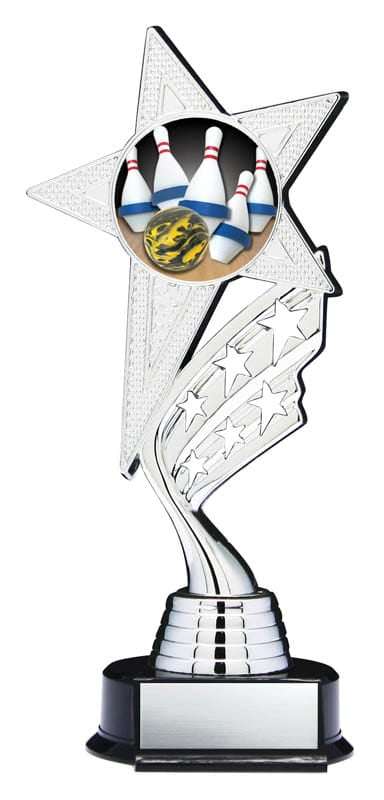Helix Series Bowling Trophy with Stars, 8 1/2