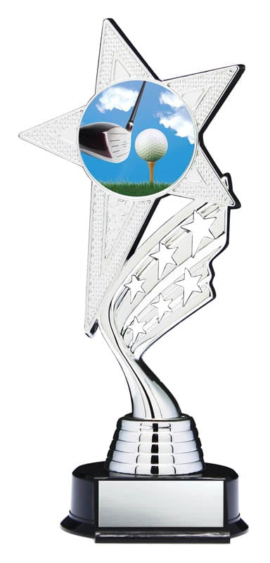 Helix Series Golf Trophy with Stars, 8 1/2