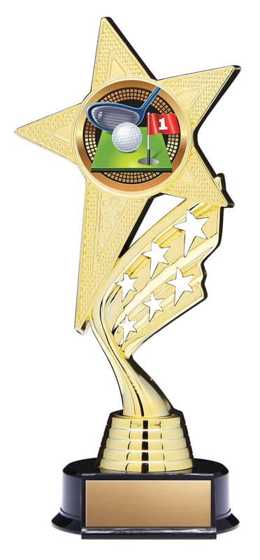 Helix Series Golf Trophy with Stars, 8 1/2