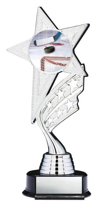 Helix Series Hockey Trophy with Stars, Star Figure with Colour Insert, 8 1/2