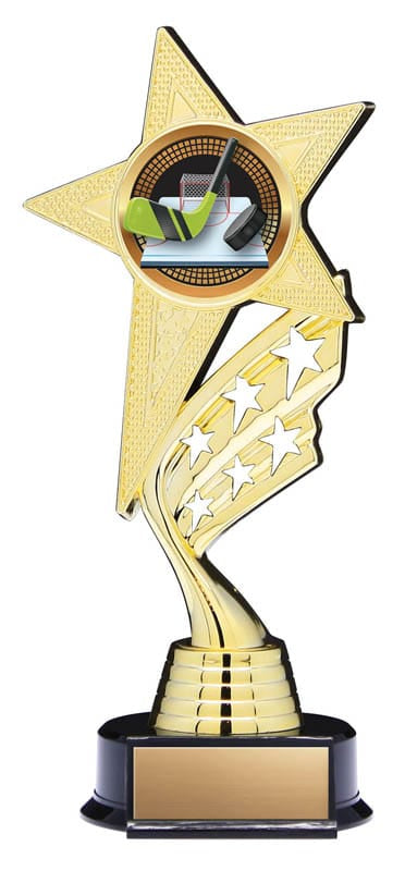 Helix Series Hockey Trophy with Stars, Star Figure with Colour Insert, 8 1/2