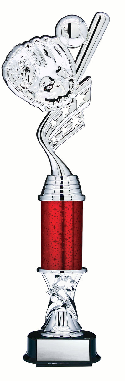 Helix Series Silver Baseball Trophy with Stars Column, 14