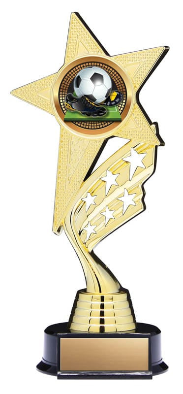 Helix Series Soccer Trophy with Stars, Star Figure with Colour Insert, 8 1/2