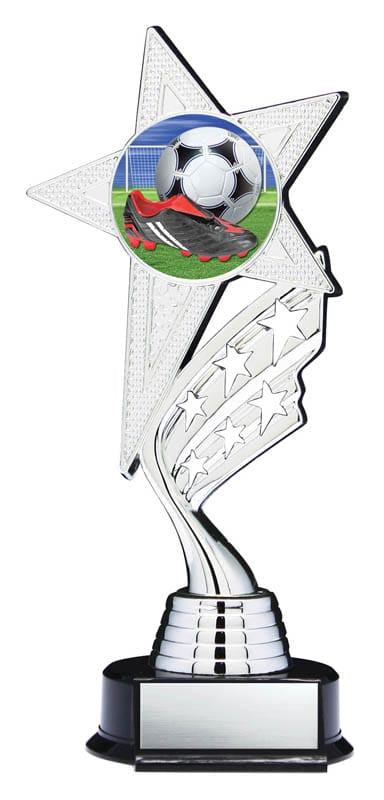 Helix Series Soccer Trophy with Stars, Star Figure with Colour Insert, 8 1/2