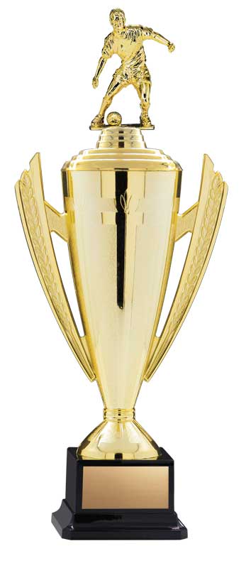 Victory Series Plastic Cup with Lid on Black Square Base, Gold – main view