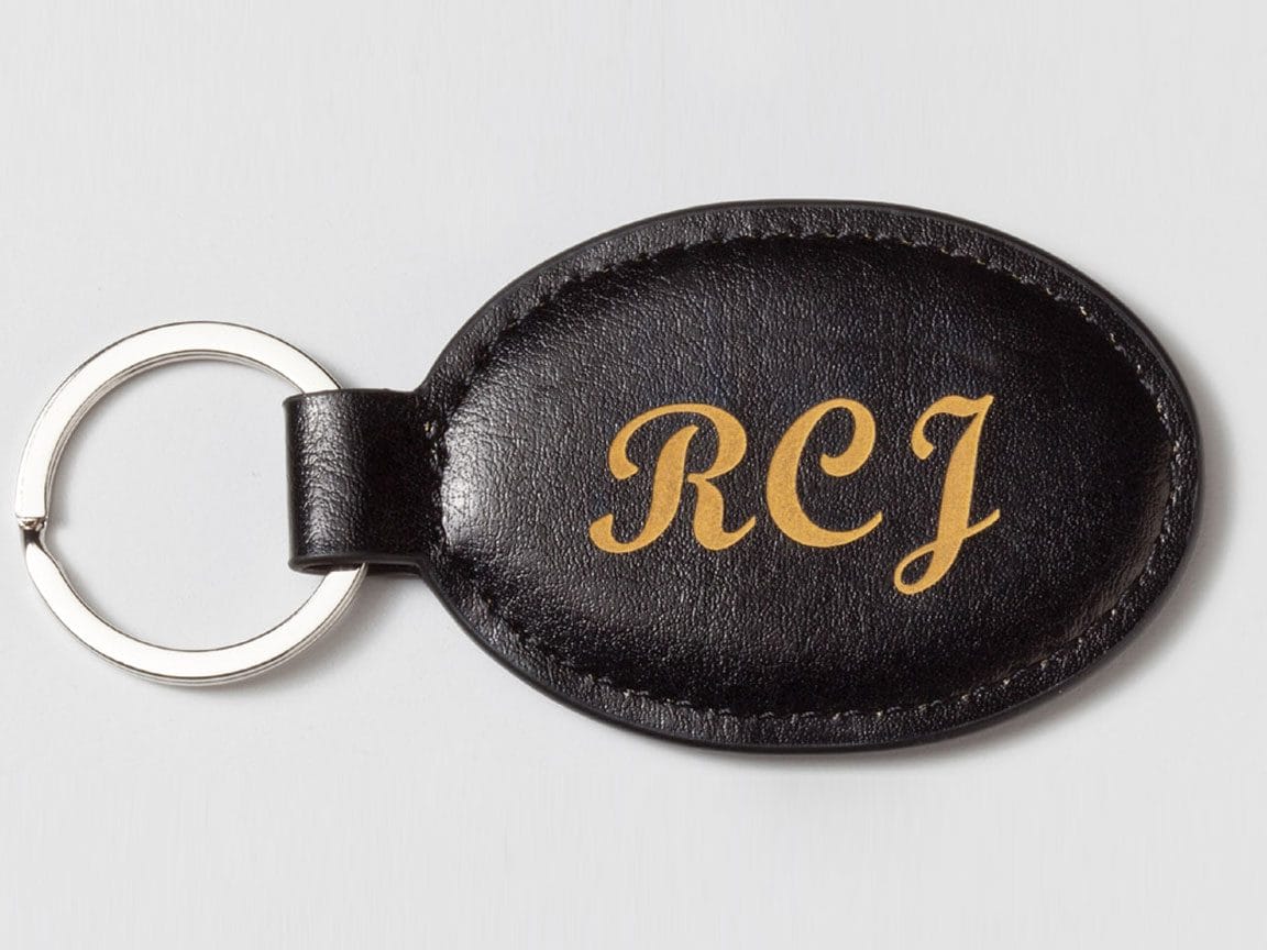 Leather Key Chain - Oval - Black (A7013) Key Chain Quest Awards - Mouse Pad
