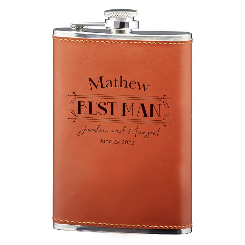8 oz Flask, Stainless Steel Brown Leatherette