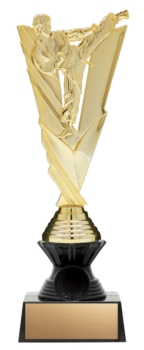 Martial Arts Figure on Black Riser, Victory Series, Gold, 10 1/2