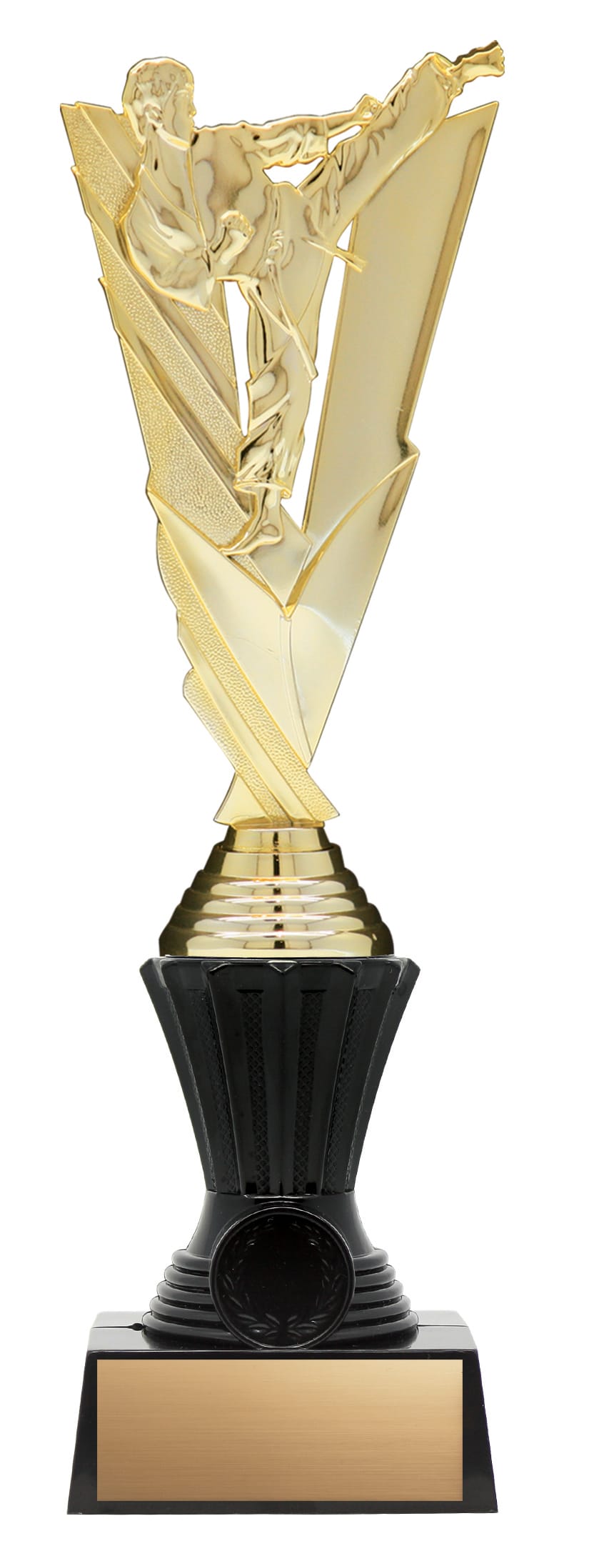 Martial Arts Figure on Black Riser, Victory Series, Gold, 11 3/4