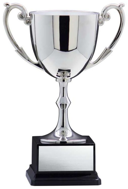 Nickel Plates Cup on Black Square Base, Silver – main view