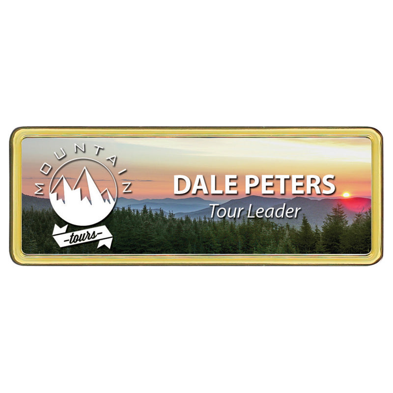 Contempo Series Rectangle Name Badge with Magnet Back Hardware, 3.25
