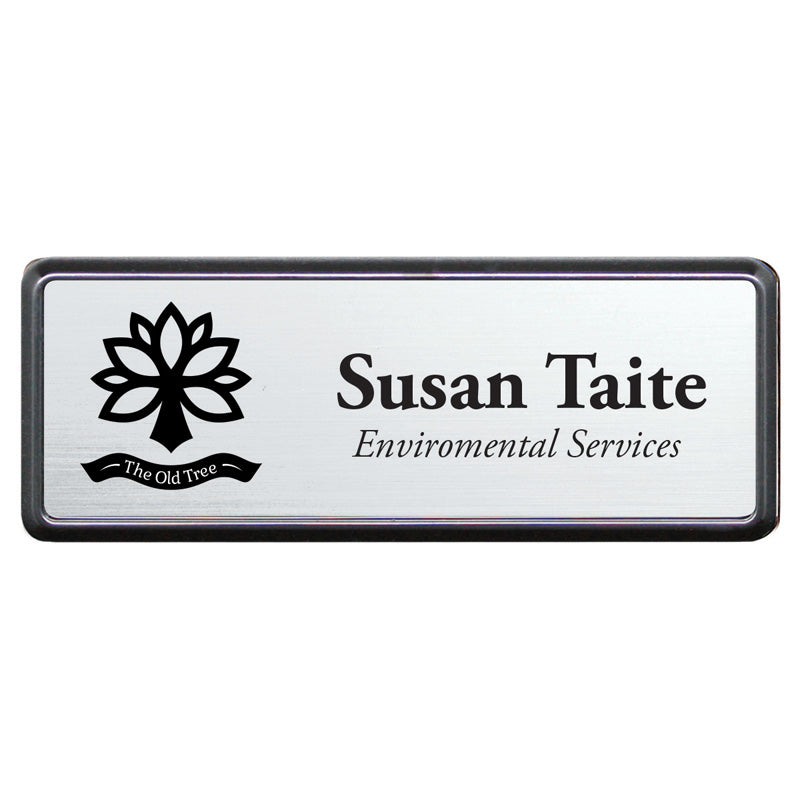 Contempo Series Rectangle Name Badge with Magnet Back Hardware, 3.25