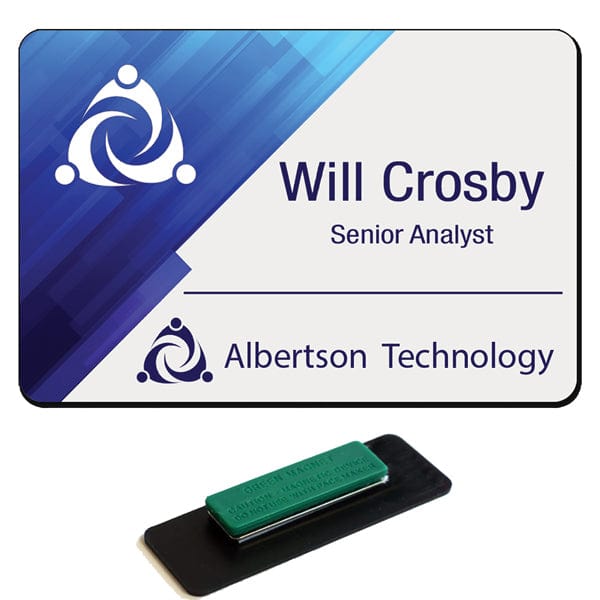 Name Badge Full Colour Magnetic with Radius Corners 3 inchx2 inch
