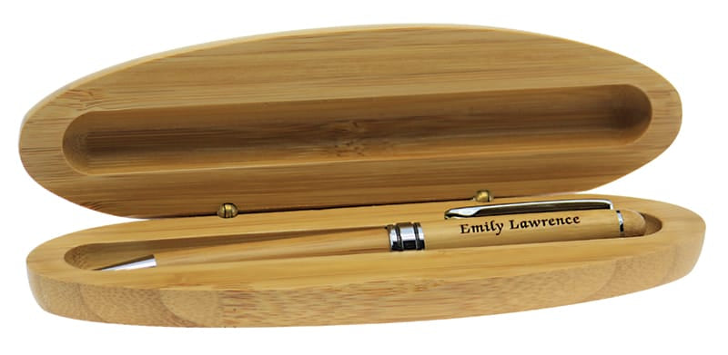 Oval Single Pen Box, Bamboo Pen Pouch Caldwell Recognition