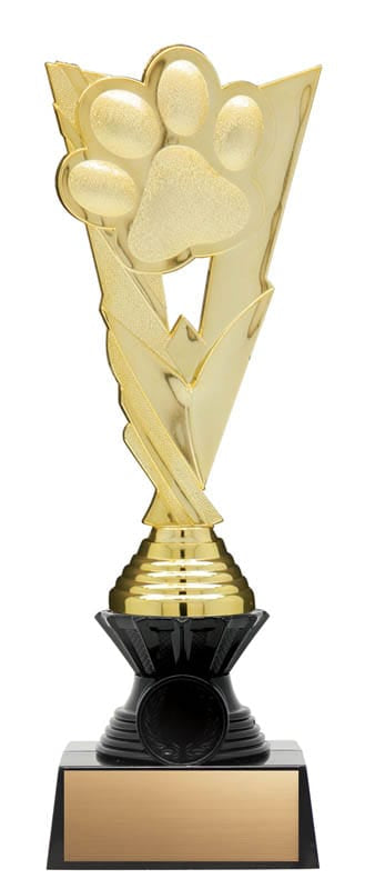 Paw Figure on Black Riser, Victory Series, Gold, 10 1/2